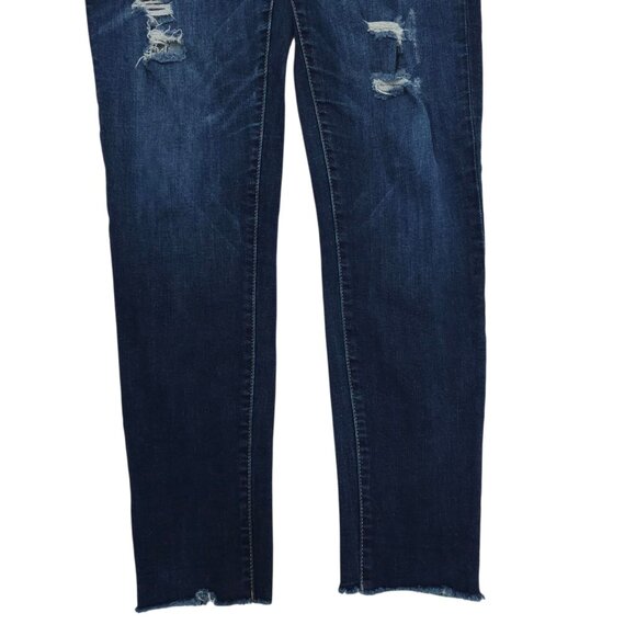 Kancan Distressed Ankle Jeans Womens 11/29 Straight Skinny Dark Wash Low Rise - Picture 10 of 15